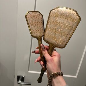 vintage Handheld Mirror and brush Set